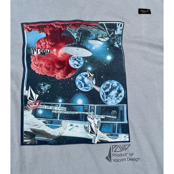 Volcom T Shirt Top Mens L Gray Color International Space Universe Graphics - Picture 2 of 6
